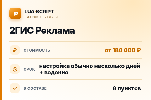2ГИС Реклама — цена, срок и состав услуги