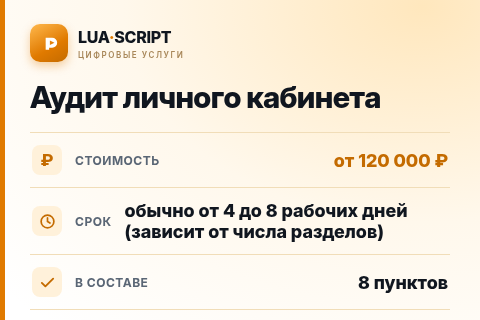 Аудит личного кабинета — цена, срок и состав услуги