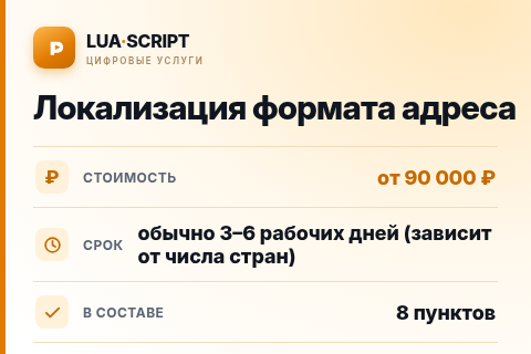 Локализация формата адреса — цена, срок и состав услуги