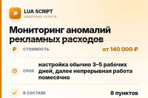 Мониторинг аномалий рекламных расходов — цена, срок и состав услуги