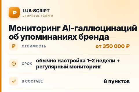 Мониторинг AI-галлюцинаций об упоминаниях бренда — цена, срок и состав услуги