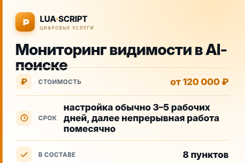 Мониторинг видимости в AI-поиске — цена, срок и состав услуги