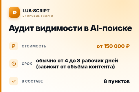 Аудит видимости в AI-поиске — цена, срок и состав услуги