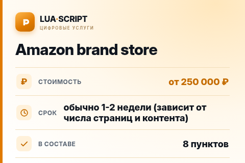 Amazon brand store — цена, срок и состав услуги