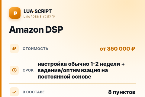 Amazon DSP — цена, срок и состав услуги