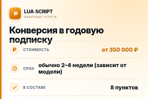 Конверсия в годовую подписку — цена, срок и состав услуги