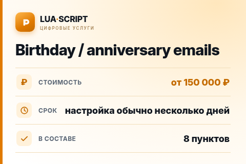 Birthday / anniversary emails — цена, срок и состав услуги