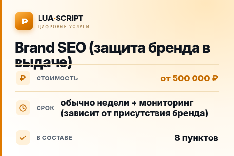 Brand SEO (защита бренда в выдаче) — цена, срок и состав услуги