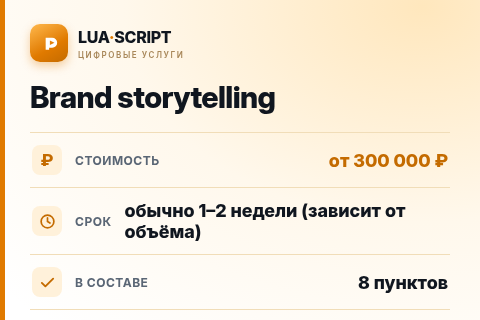 Brand storytelling — цена, срок и состав услуги