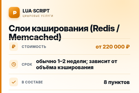 Слои кэширования (Redis / Memcached) — цена, срок и состав услуги