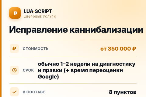 Исправление каннибализации — цена, срок и состав услуги