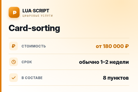 Card-sorting — цена, срок и состав услуги