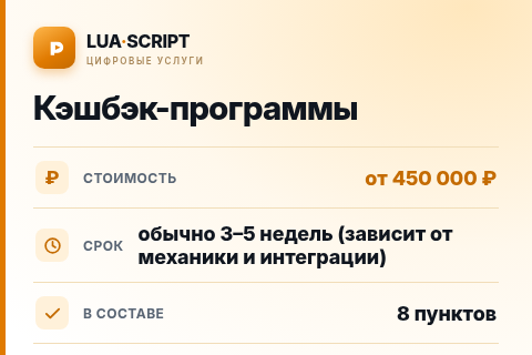 Кэшбэк-программы — цена, срок и состав услуги