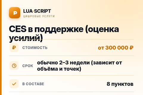 CES в поддержке (оценка усилий) — цена, срок и состав услуги