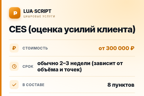 CES (оценка усилий клиента) — цена, срок и состав услуги
