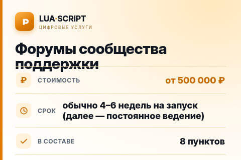 Форумы сообщества поддержки — цена, срок и состав услуги