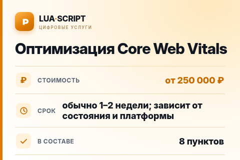 Оптимизация Core Web Vitals — цена, срок и состав услуги
