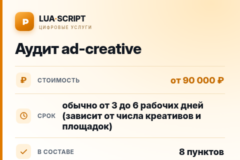 Аудит ad-creative — цена, срок и состав услуги