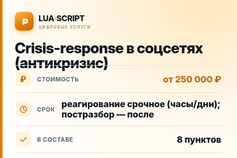 Crisis-response в соцсетях (антикризис) — цена, срок и состав услуги