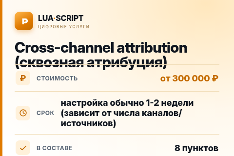 Cross-channel attribution (сквозная атрибуция) — цена, срок и состав услуги