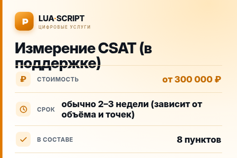 Измерение CSAT (в поддержке) — цена, срок и состав услуги