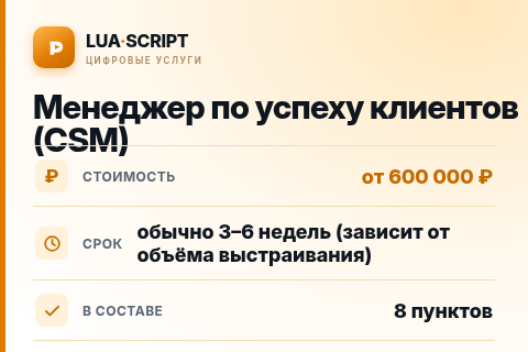Менеджер по успеху клиентов (CSM) — цена, срок и состав услуги