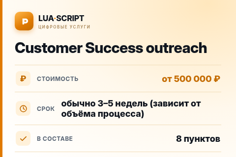 Customer Success outreach — цена, срок и состав услуги