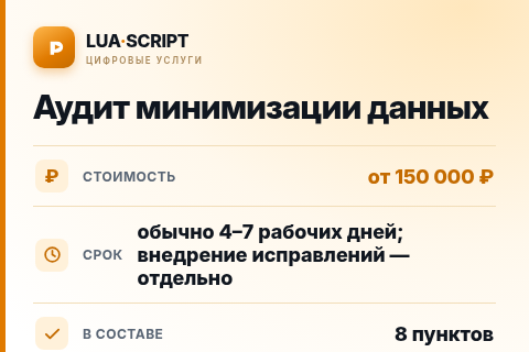 Аудит минимизации данных — цена, срок и состав услуги