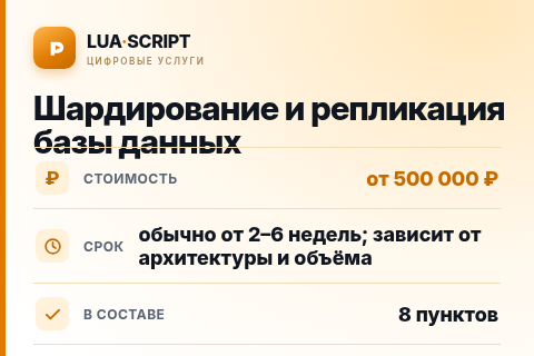 Шардирование и репликация базы данных — цена, срок и состав услуги
