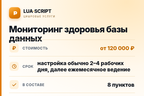 Мониторинг здоровья базы данных — цена, срок и состав услуги