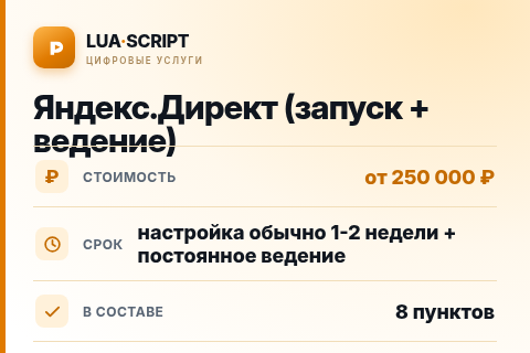 Яндекс.Директ (запуск + ведение) — цена, срок и состав услуги