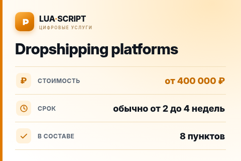 Dropshipping platforms — цена, срок и состав услуги