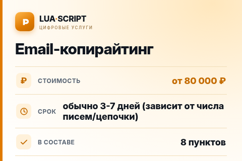 Email-копирайтинг — цена, срок и состав услуги