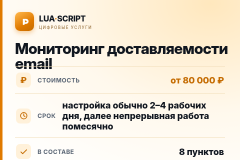 Мониторинг доставляемости email — цена, срок и состав услуги