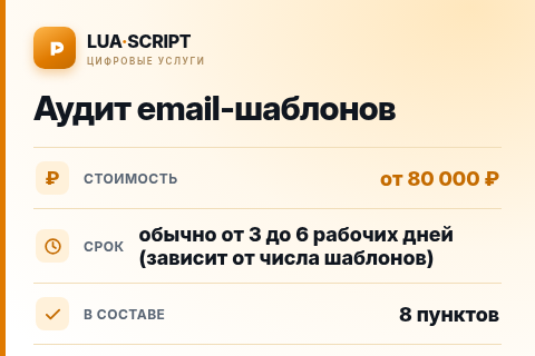 Аудит email-шаблонов — цена, срок и состав услуги