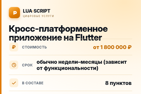 Кросс-платформенное приложение на Flutter — цена, срок и состав услуги