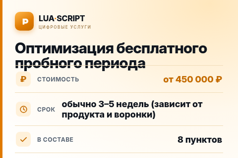 Оптимизация бесплатного пробного периода — цена, срок и состав услуги