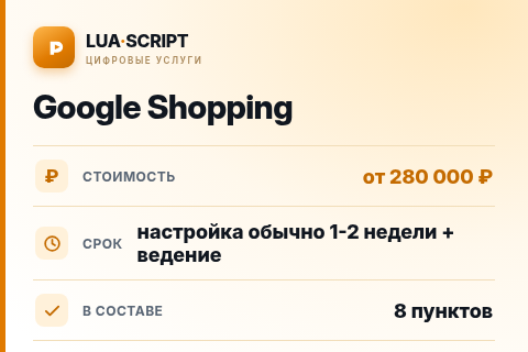 Google Shopping — цена, срок и состав услуги