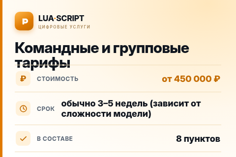 Командные и групповые тарифы — цена, срок и состав услуги