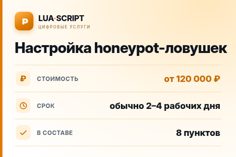 Настройка honeypot-ловушек — цена, срок и состав услуги