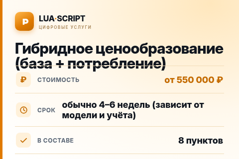 Гибридное ценообразование (база + потребление) — цена, срок и состав услуги