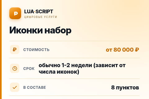 Иконки набор — цена, срок и состав услуги