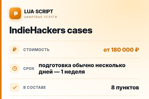 IndieHackers cases — цена, срок и состав услуги