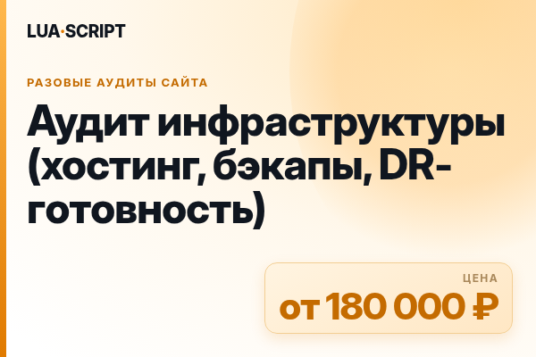 Аудит инфраструктуры (хостинг, бэкапы, DR-готовность)