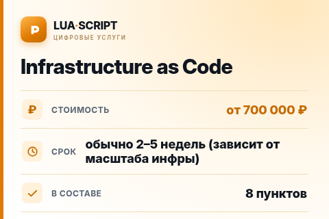 Infrastructure as Code — цена, срок и состав услуги