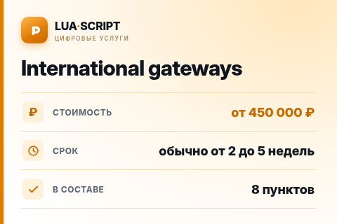 International gateways — цена, срок и состав услуги