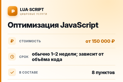 Оптимизация JavaScript — цена, срок и состав услуги