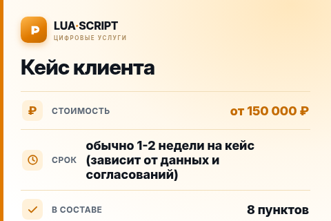 Кейс клиента — цена, срок и состав услуги