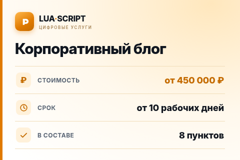 Корпоративный блог — цена, срок и состав услуги