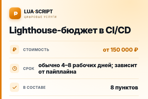 Lighthouse-бюджет в CI/CD — цена, срок и состав услуги